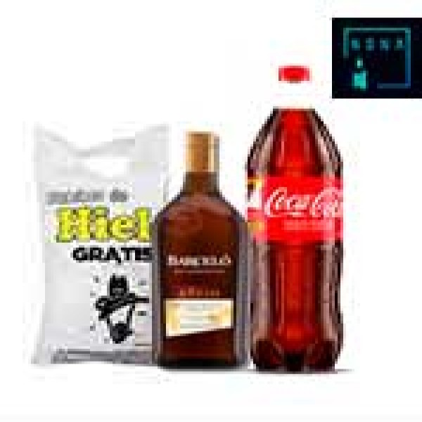Ron barcelo añejo + coca 1.5L + hielo