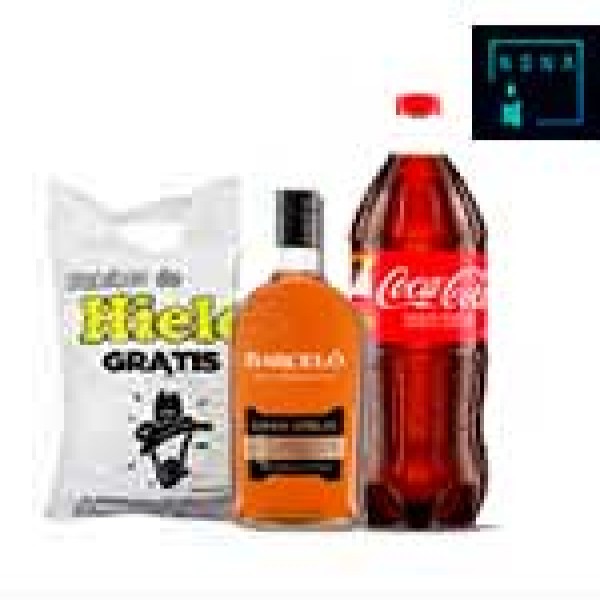 Ron barcelo gran añejo + coca 1.5L + hielo