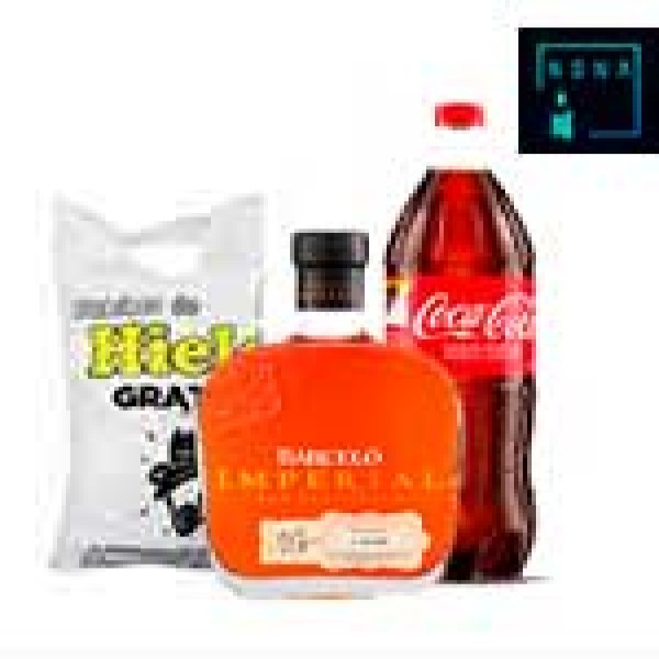 Ron Barcelo imperial + coca 1.5L + hielo