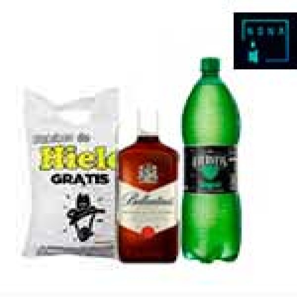 Whisky Ballantine pack + gingerel + hielo