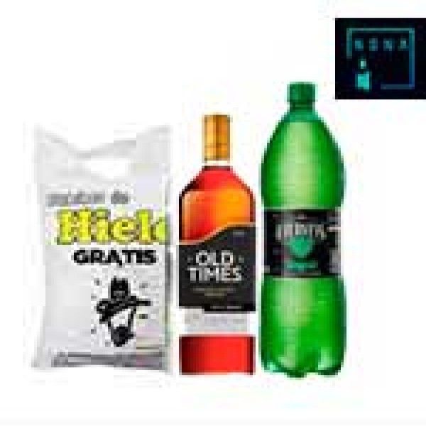 Whisky old time negro 750ml+ gingerel + hielo