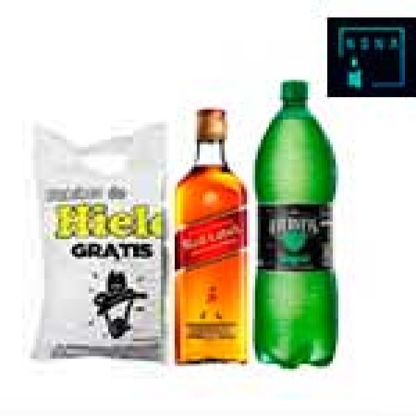 Whisky jw red 750ml+ gingerel + hielo