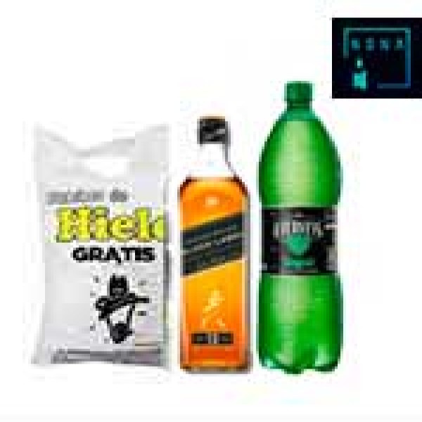 Whisky jw negro 750ml+ gingerel + hielo