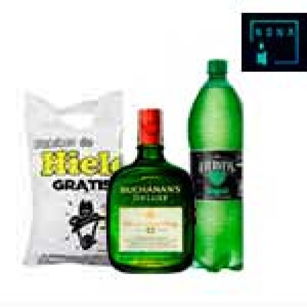 Whisky buchanans 750ml+ gingerel + hielo