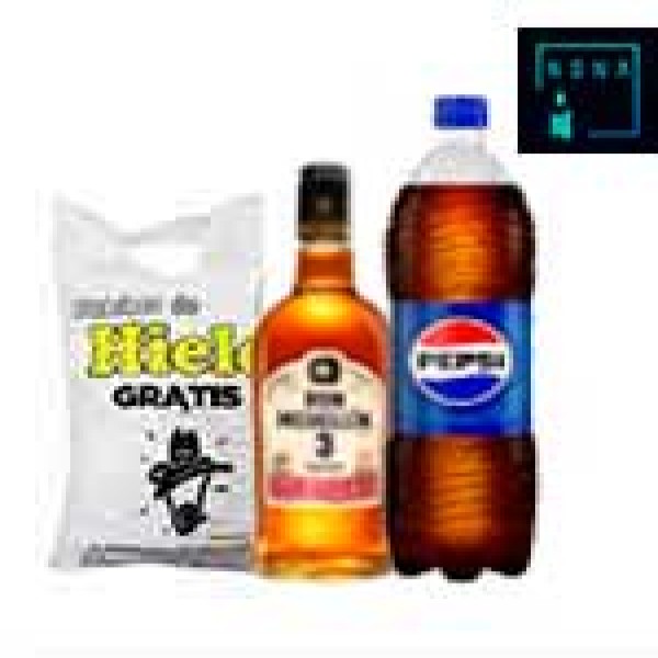 Ron Medellin 750ml. + pepsi 1.5L + hielo